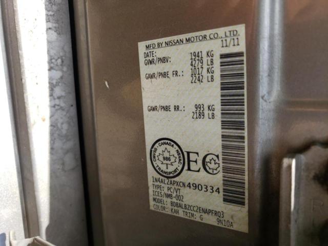 Photo 10 from auction – 2012 NISSAN ALTIMA BAS with VIN 1N4AL2APXCN490334
