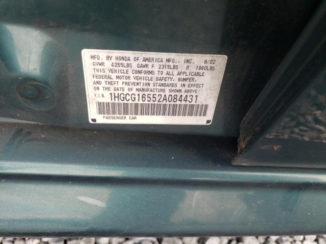 Photo 10 from auction – 2002 HONDA ACCORD EX with VIN 1HGCG16552A084431