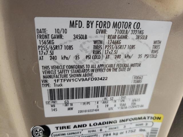 Photo 10 from auction – 2010 FORD F150 SUPER with VIN 1FTFW1CV9AFD93422