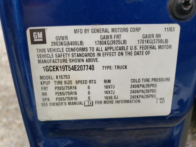 Photo 10 from auction – 2004 CHEVROLET SILVERADO with VIN 1GCEK19T54E207740
