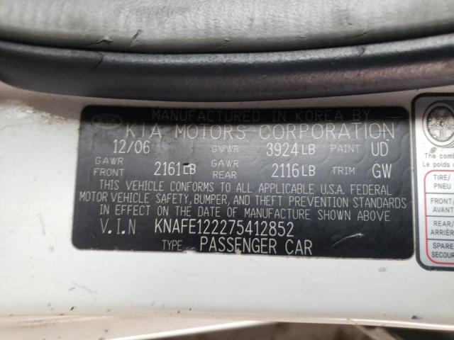 Photo 10 from auction – 2007 KIA SPECTRA EX with VIN KNAFE122275412852