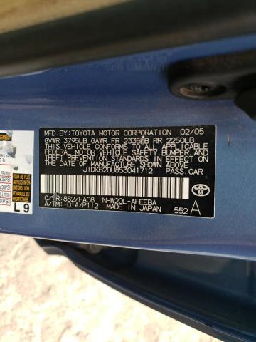 Photo 10 from auction – 2005 TOYOTA PRIUS with VIN JTDKB20U853041712