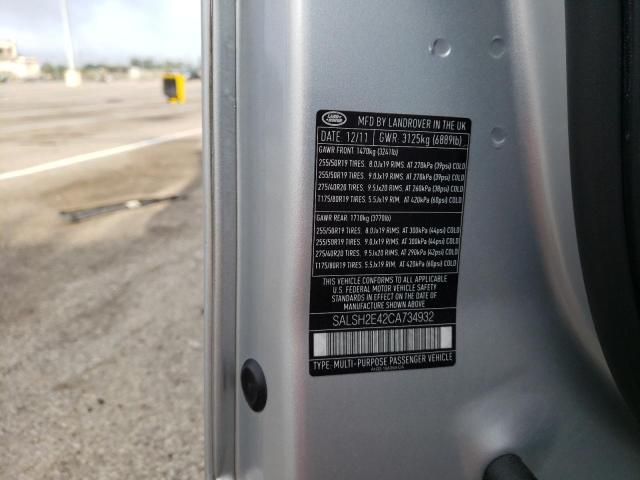 Photo 10 from auction – 2012 LAND ROVER RANGE ROVE with VIN SALSH2E42CA734932
