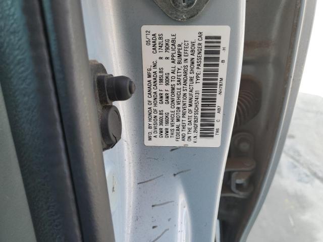 Photo 10 from auction – 2012 HONDA CIVIC LX with VIN 2HGFB2F55CH574131