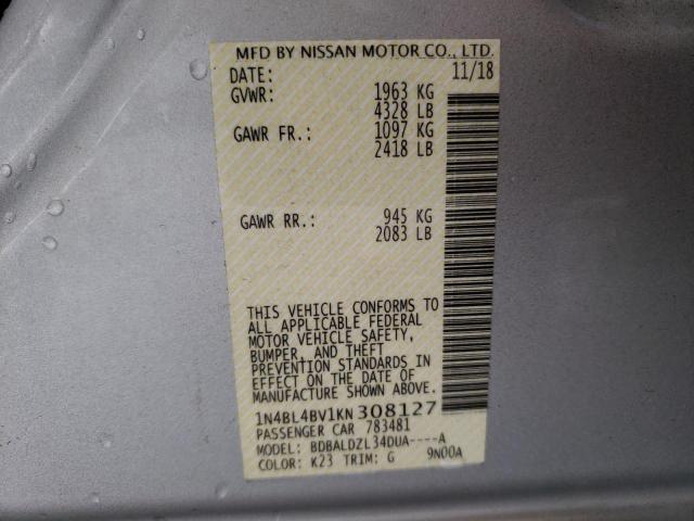 Photo 10 from auction – 2019 NISSAN ALTIMA S with VIN 1N4BL4BV1KN308127