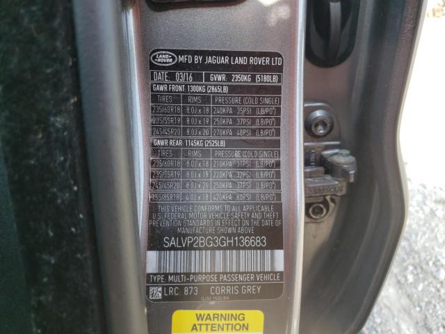 Photo 10 from auction – 2016 LAND ROVER RANGE ROVE with VIN SALVP2BG3GH136683