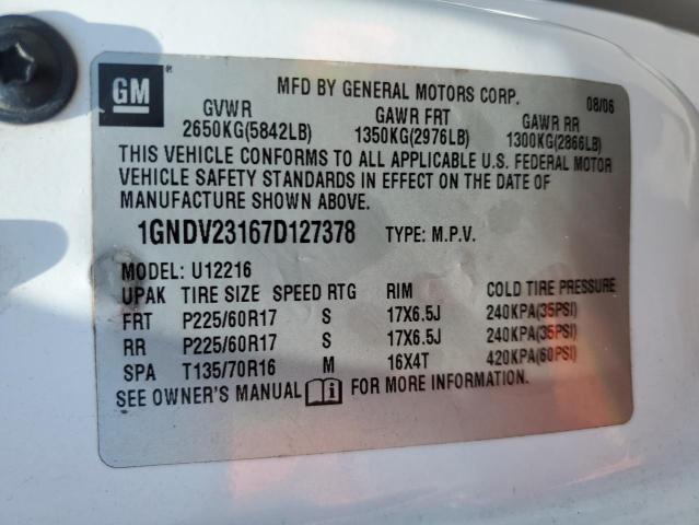 Photo 10 from auction – 2007 CHEVROLET UPLANDER L with VIN 1GNDV23167D127378