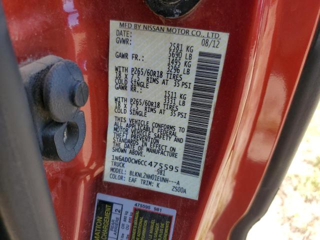 Photo 10 from auction – 2012 NISSAN FRONTIER S with VIN 1N6AD0CW6CC475595