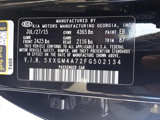 Photo 10 from auction – 2015 KIA OPTIMA LX with VIN 5XXGM4A72FG502134