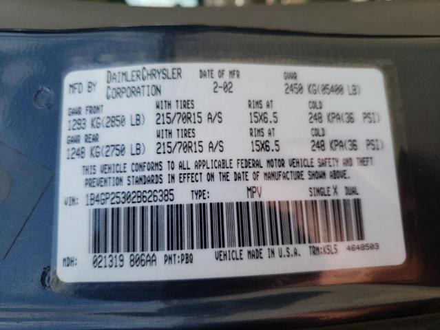 Photo 10 from auction – 2002 DODGE CARAVAN with VIN 1B4GP25302B626385