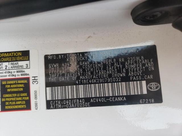 Photo 10 from auction – 2009 TOYOTA CAMRY BASE with VIN 4T1BE46K29U795032
