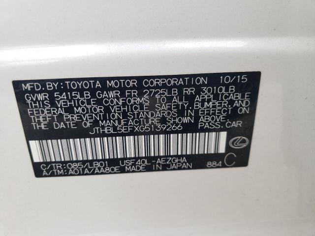 Photo 10 from auction – 2016 LEXUS LS 460 with VIN JTHBL5EFXG5139266