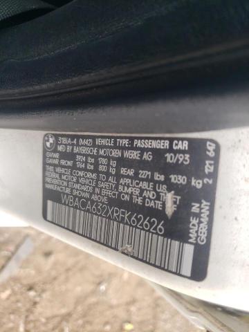 Photo 10 from auction – 1994 BMW I3 with VIN WBACA632XRFK62626