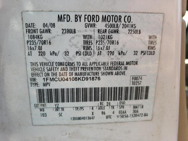 Photo 10 from auction – 2008 FORD ESCAPE LIM with VIN 1FMCU04108KD91876