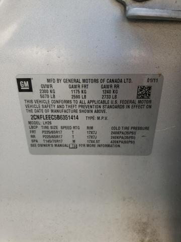 Photo 10 from auction – 2011 CHEVROLET EQUINOX LT with VIN 2CNFLEEC5B6351414