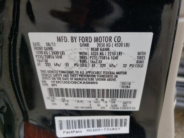 Photo 10 from auction – 2012 FORD ESCAPE XLT with VIN 1FMCU0DG9CKA56869
