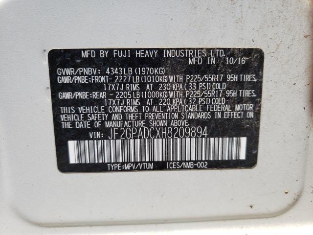 Photo 10 from auction – 2017 SUBARU CROSSTREK with VIN JF2GPADCXH8209894