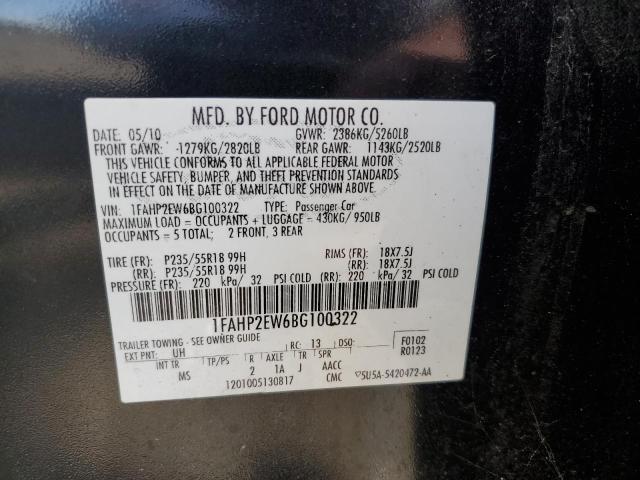 Photo 10 from auction – 2011 FORD TAURUS SEL with VIN 1FAHP2EW6BG100322