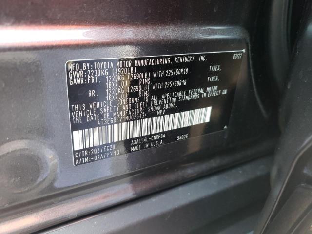 Photo 10 from auction – 2022 TOYOTA RAV4 XSE with VIN 4T3E6RFV1NU075434