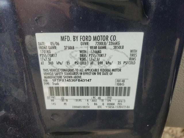 Photo 10 from auction – 2006 FORD F150 with VIN 1FTPX14536FB43147