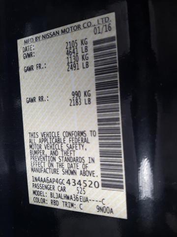 Photo 10 from auction – 2016 NISSAN MAXIMA 3.5 with VIN 1N4AA6AP4GC434520