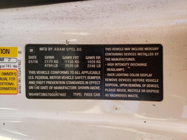 Photo 10 from auction – 2016 BUICK CASCADA PR with VIN W04WT3N57GG047402
