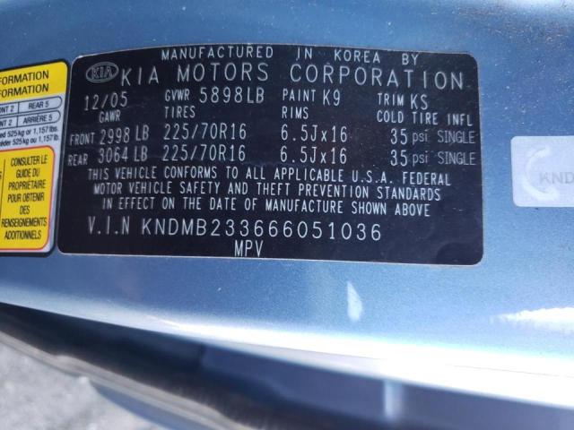 Photo 10 from auction – 2006 KIA SEDONA EX with VIN KNDMB233666051036