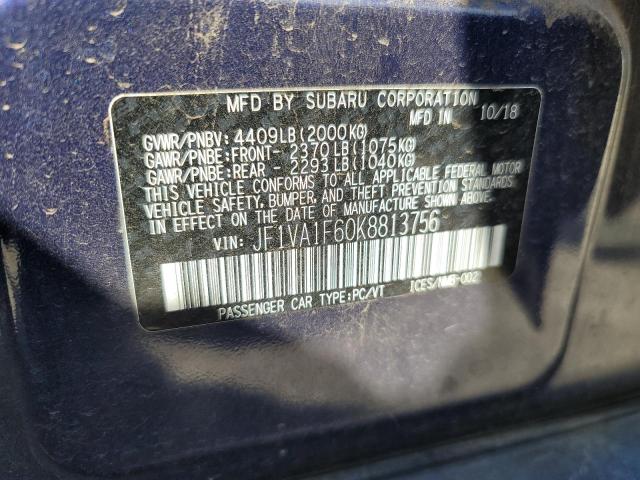 Photo 10 from auction – 2019 SUBARU WRX PREMIU with VIN JF1VA1F60K8813756