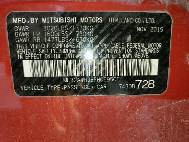 Photo 10 from auction – 2015 MITSUBISHI MIRAGE ES with VIN ML32A4HJ5FH059505
