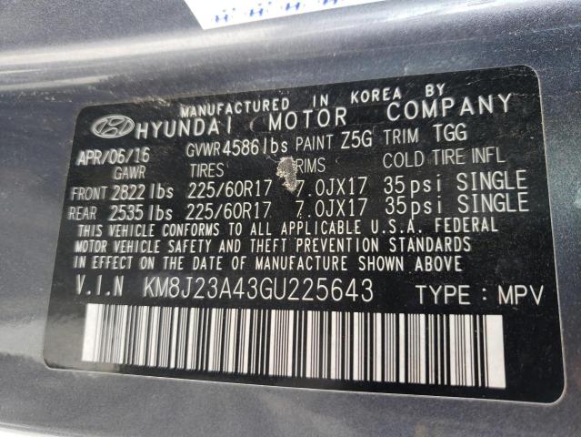 Photo 10 from auction – 2016 HYUNDAI TUCSON SE with VIN KM8J23A43GU225643