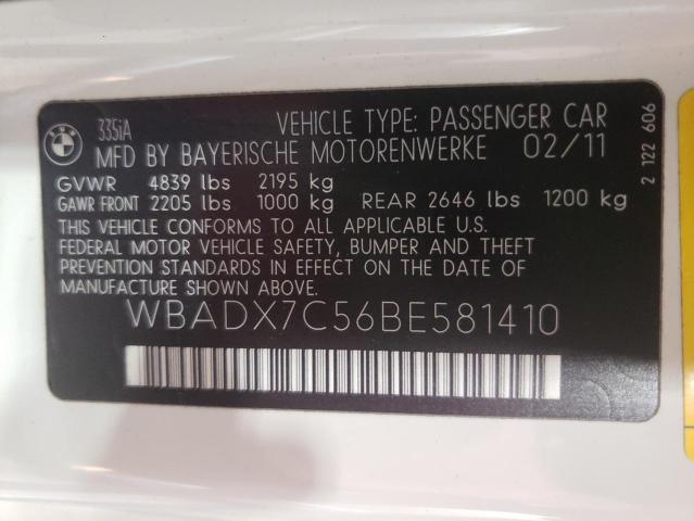 Photo 10 from auction – 2011 BMW 335 I with VIN WBADX7C56BE581410