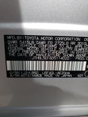 Photo 10 from auction – 2013 LEXUS LS 460 with VIN JTHBL5EF6D5114022
