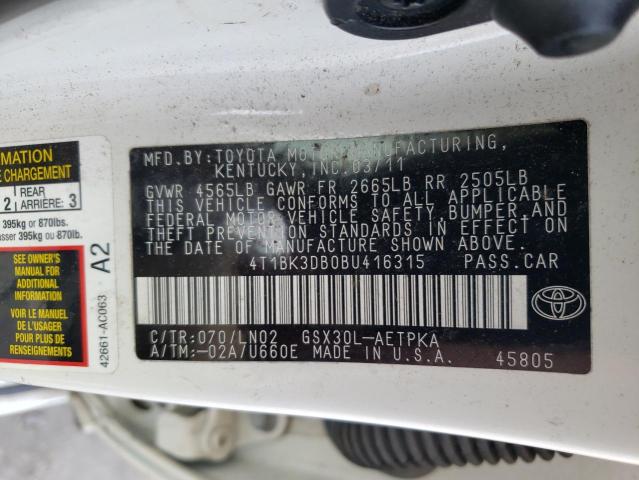 Photo 10 from auction – 2011 TOYOTA AVALON BAS with VIN 4T1BK3DB0BU416315