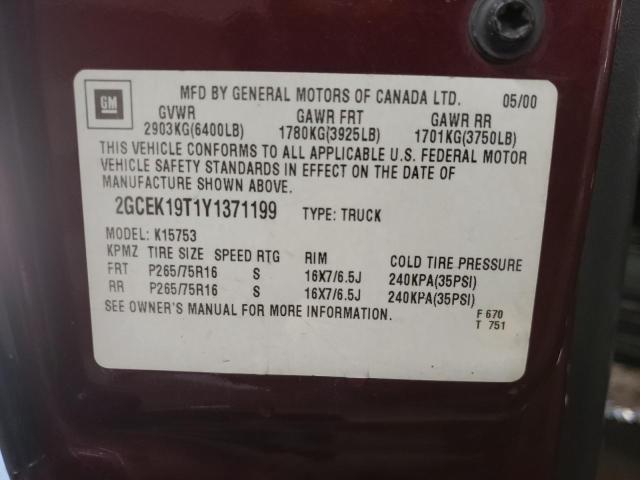Photo 10 from auction – 2000 CHEVROLET SILVERADO with VIN 2GCEK19T1Y1371199