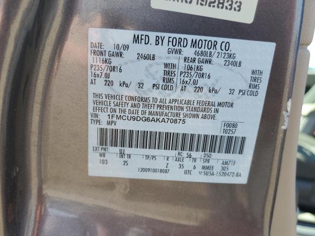 Photo 10 from auction – 2010 FORD ESCAPE XLT with VIN 1FMCU9DG6AKA70875