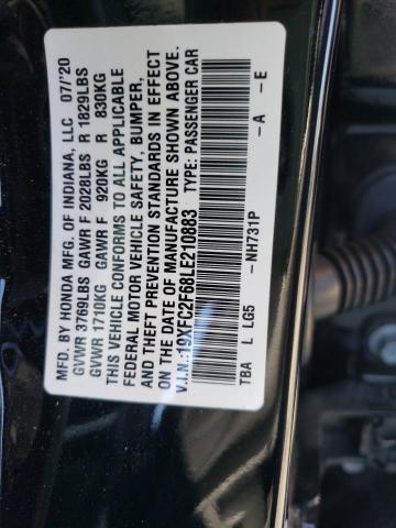 Photo 10 from auction – 2020 HONDA CIVIC LX with VIN 19XFC2F68LE210883
