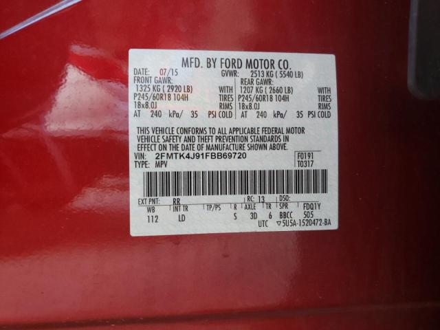 Photo 10 from auction – 2015 FORD EDGE SEL with VIN 2FMTK4J91FBB69720