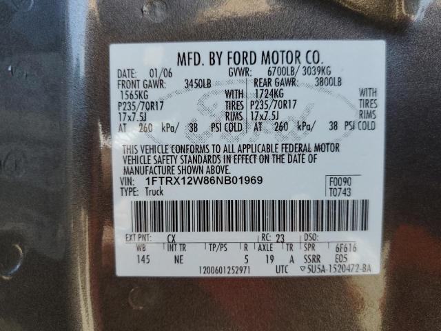Photo 10 from auction – 2006 FORD F150 with VIN 1FTRX12W86NB01969
