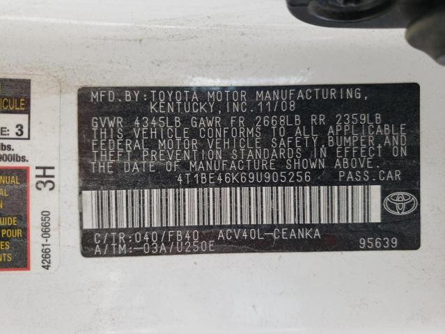 Photo 10 from auction – 2009 TOYOTA CAMRY BASE with VIN 4T1BE46K69U905256