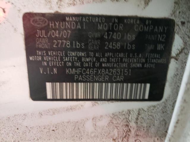 Photo 10 from auction – 2008 HYUNDAI AZERA SE with VIN KMHFC46FX8A263151