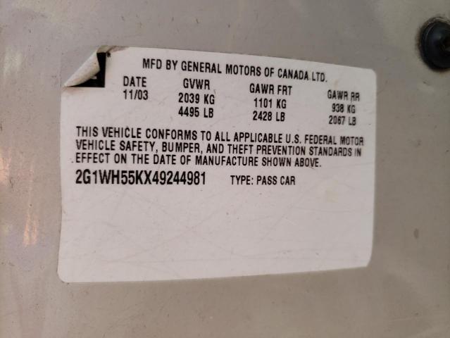 Photo 10 from auction – 2004 CHEVROLET IMPALA LS with VIN 2G1WH55KX49244981