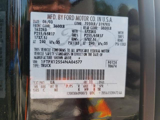 Photo 10 from auction – 2004 FORD F150 with VIN 1FTPX12554NA04577