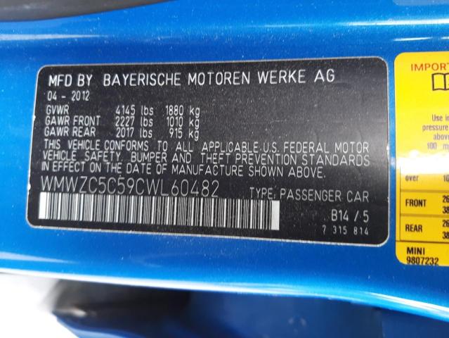 Photo 10 from auction – 2012 MINI COOPER S C with VIN WMWZC5C59CWL60482