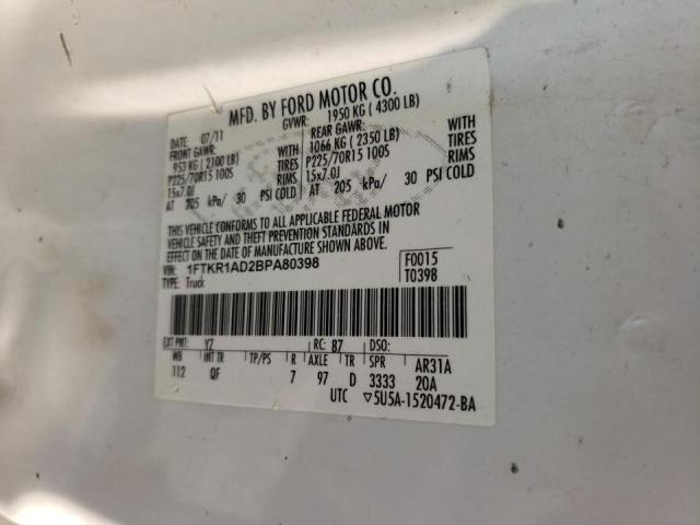 Photo 10 from auction – 2011 FORD RANGER with VIN 1FTKR1AD2BPA80398