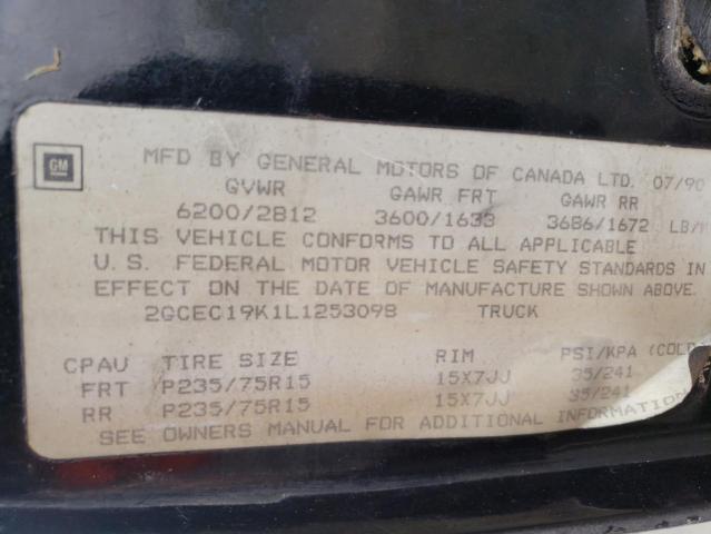 Zdjęcie 10 z aukcji – 1990 CHEVROLET GMT-400 C1 z VIN 2GCEC19K1L1253098