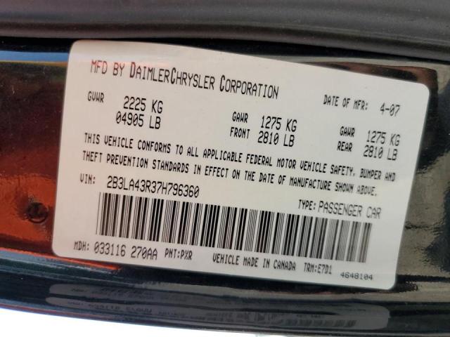Photo 10 from auction – 2007 DODGE CHARGER SE with VIN 2B3LA43R37H796360