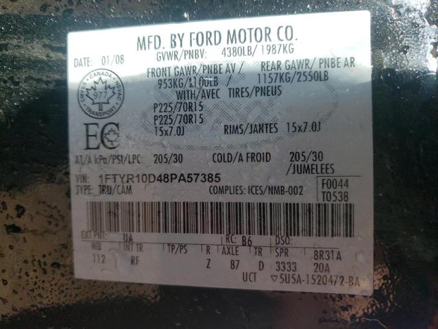 Photo 10 from auction – 2008 FORD RANGER with VIN 1FTYR10D48PA57385