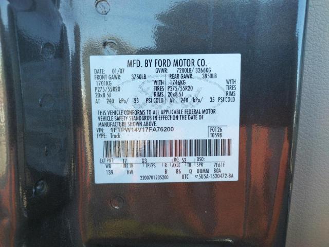 Photo 10 from auction – 2007 FORD F150 SUPER with VIN 1FTPW14V17FA76200