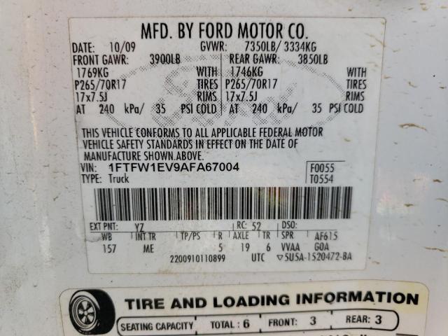 Photo 10 from auction – 2010 FORD F150 SUPER with VIN 1FTFW1EV9AFA67004