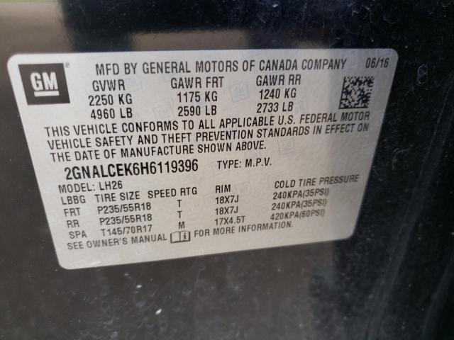Photo 10 from auction – 2017 CHEVROLET EQUINOX LT with VIN 2GNALCEK6H6119396